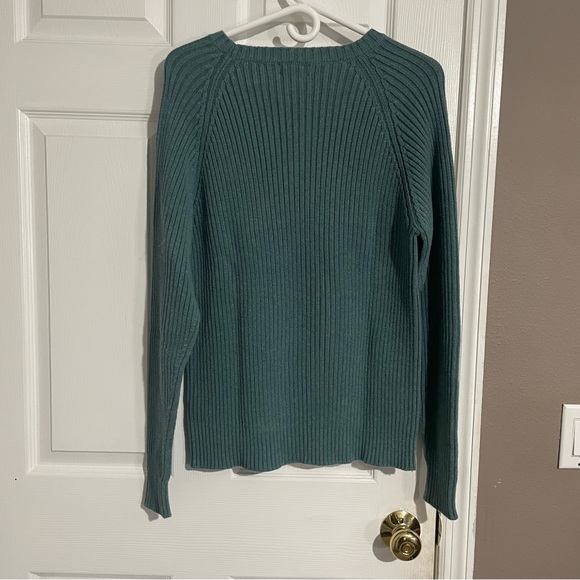 Lands End Mens Large Green/Teal Sweater Cotton Sweater Made in USA VINTAGE - Picture 4 of 4
